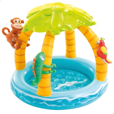 Piscina infantil inflável tropical c/guarda-sol e animais | INTEX
