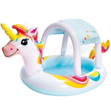 Piscina inflável unicórnio com chuveiro e toldo removível | INTEX