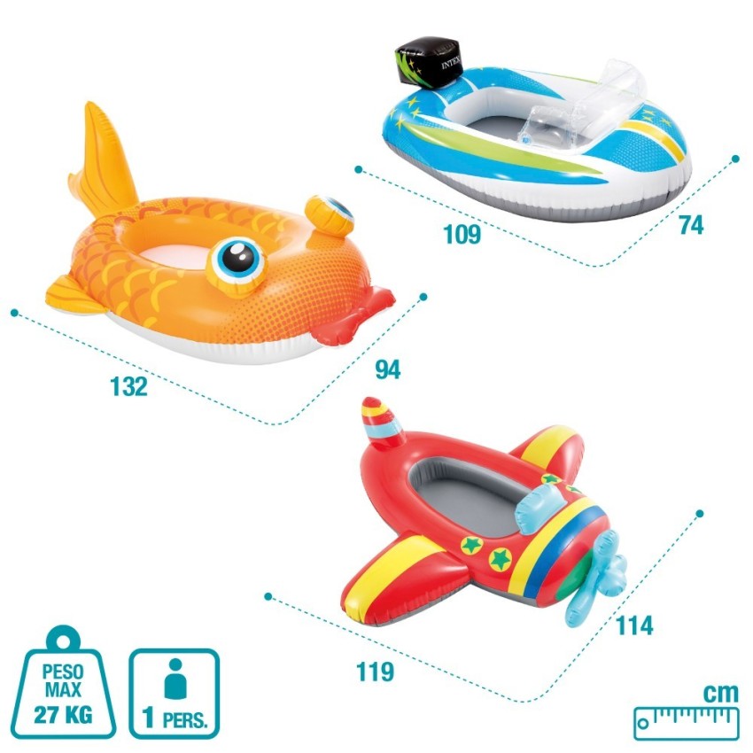 Barco inflável infantil, 3 cores sortidas | INTEX