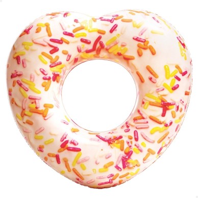 Boia piscina infantil inflável donut em forma de coração...