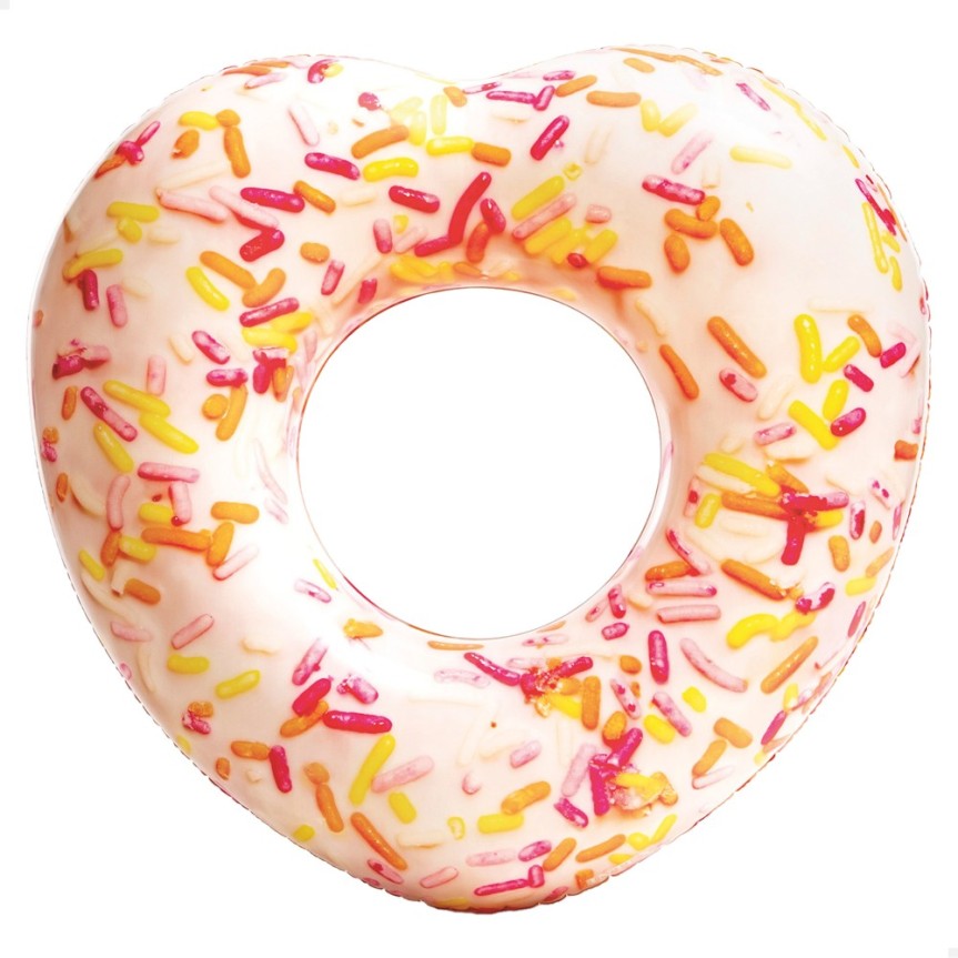 Boia piscina infantil inflável donut em forma de coração 89x25x94 cm