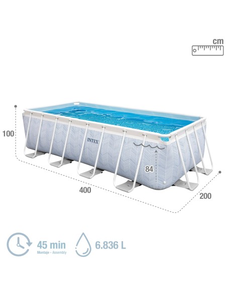 Piscina retangular desmontável Chevron 400x200 cm | Intex.pt