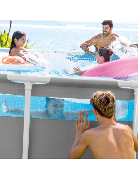 Pack Piscina tubular Prism Frame Clearview Ø488x122 cm com 6 acessórios | INTEX
