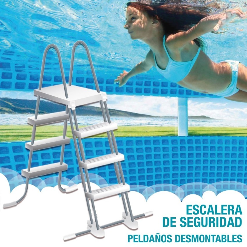 Pack Piscina tubular Prism Frame Clearview Ø488x122 cm com 6 acessórios | INTEX