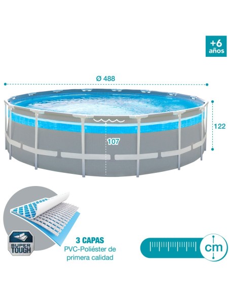 Pack Piscina tubular Prism Frame Clearview Ø488x122 cm com 6 acessórios | INTEX