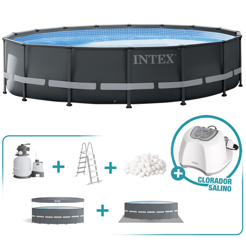 Pack Ultra XTR Frame 488x122 cm piscina redonda com 5 acessórios| INTEX