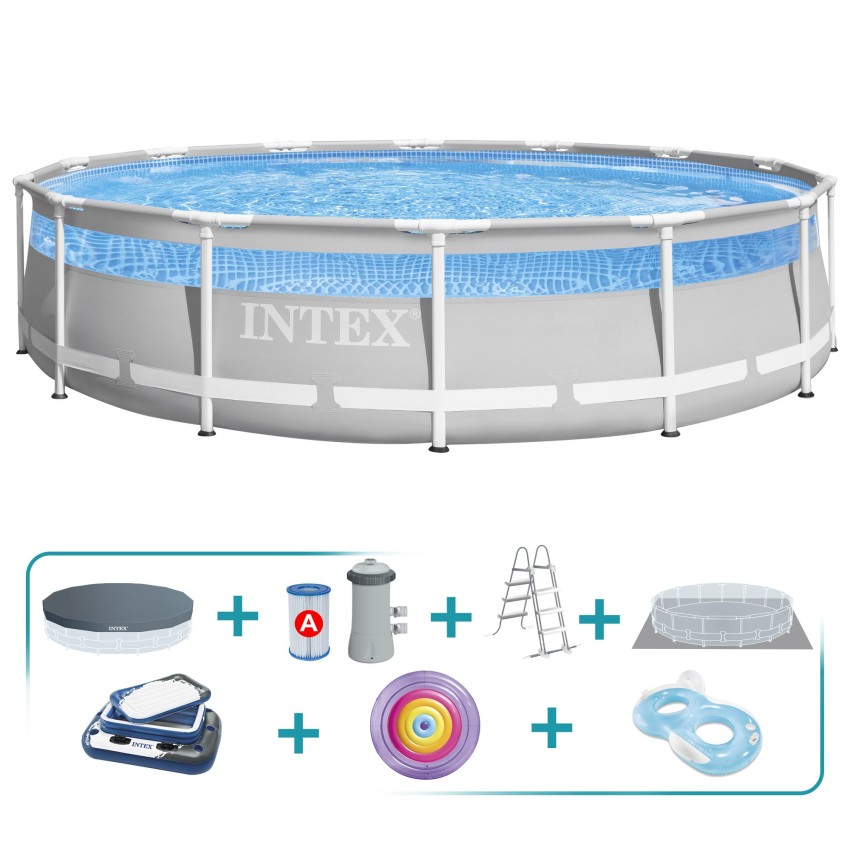 Pack Piscina Prism Frame Ø427 cm com 8 acessórios | INTEX