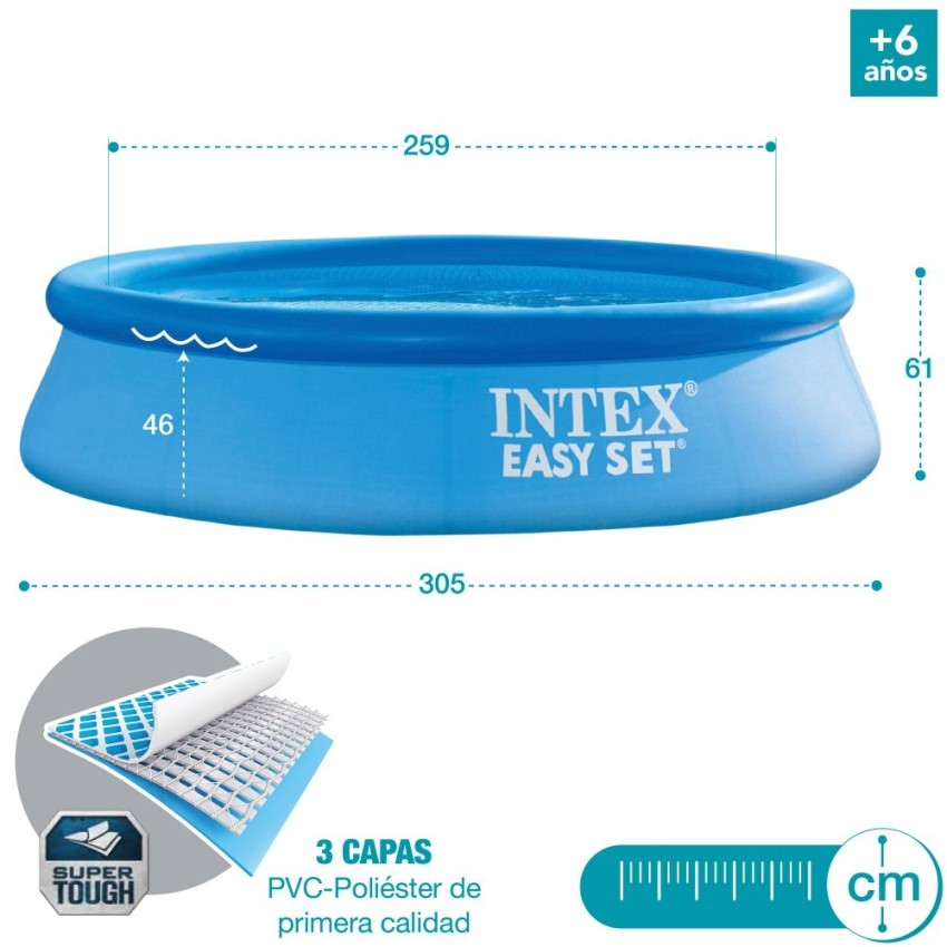 Pack piscina insuflável redonda Easy Set Ø305x61 4 acessórios |INTEX