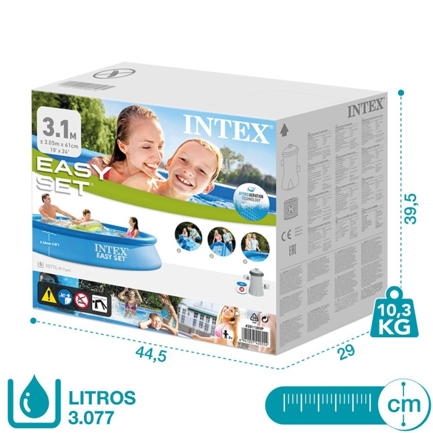 Pack piscina insuflável redonda Easy Set Ø305x61 4 acessórios |INTEX