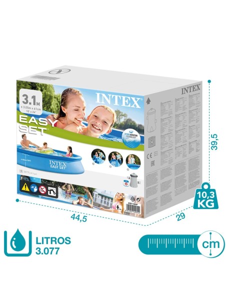Pack piscina insuflável redonda Easy Set Ø305x61 4 acessórios |INTEX