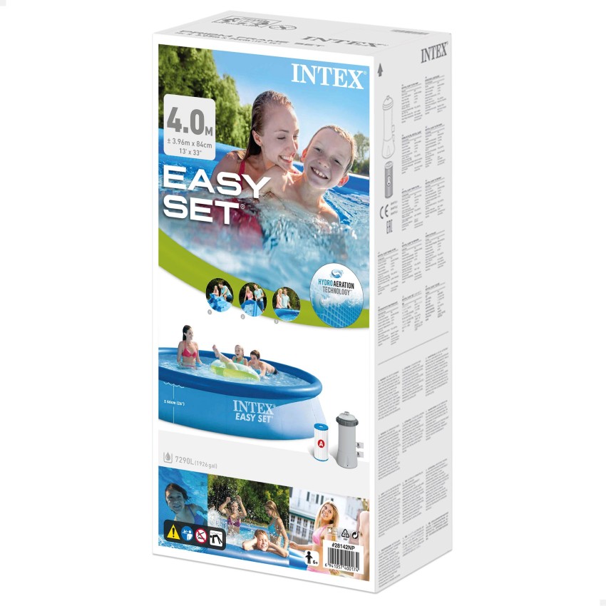 Pack piscina insuflável redonda Easy Set Ø396x84 4 acessórios | INTEX