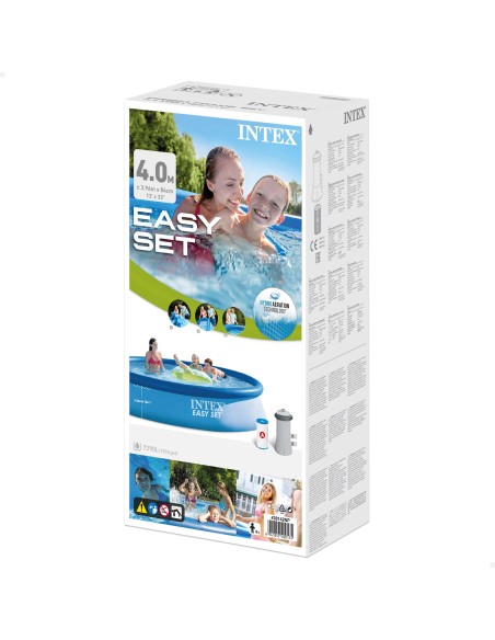 Pack piscina insuflável redonda Easy Set Ø396x84 4 acessórios | INTEX