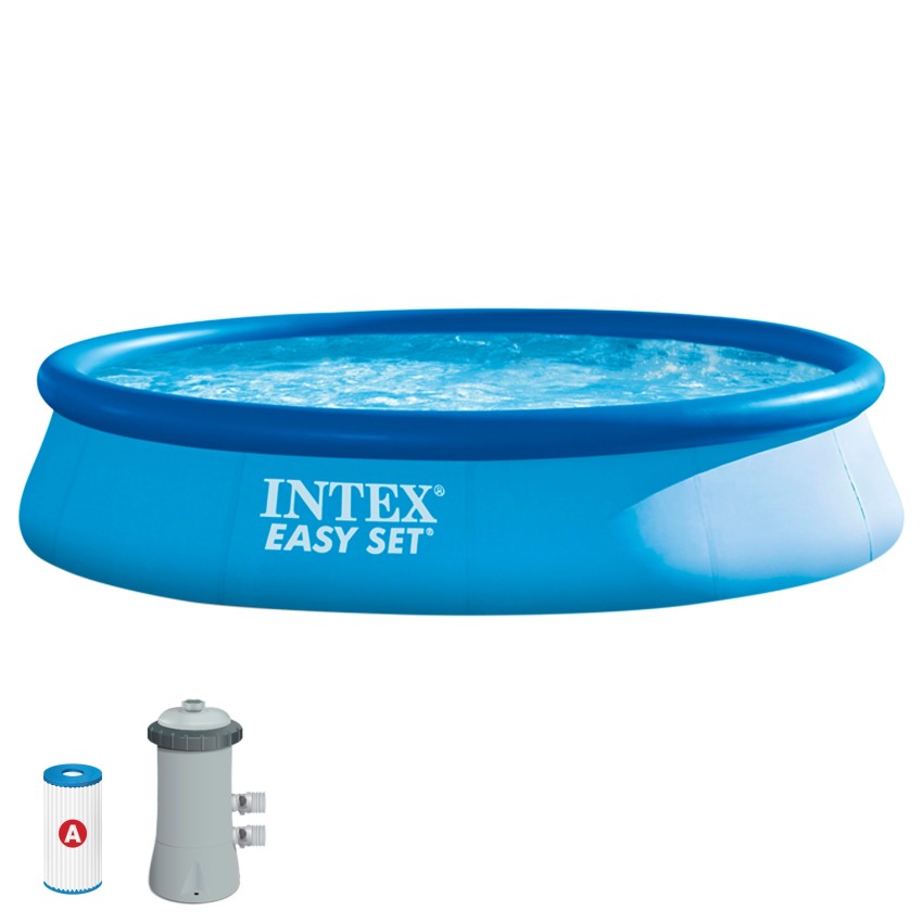 Pack piscina insuflável redonda Easy Set Ø396x84 4 acessórios | INTEX