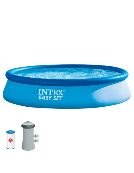 Pack piscina insuflável redonda Easy Set Ø396x84 4 acessórios | INTEX