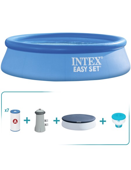Pack piscina insuflável redonda Easy Set Ø396x84 4 acessórios | INTEX