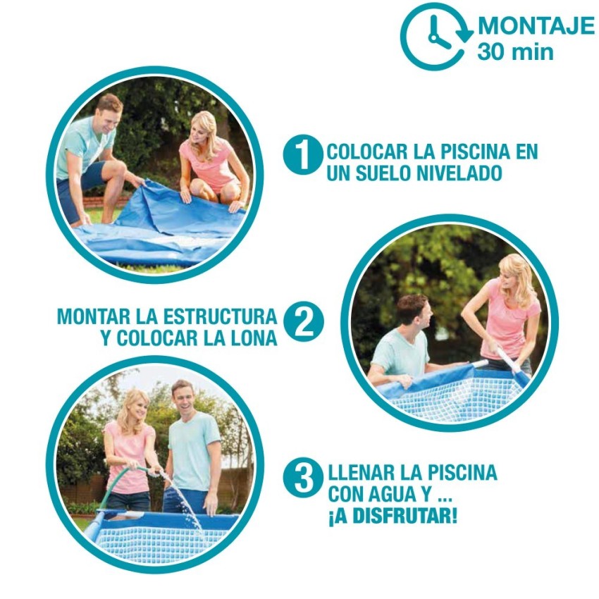 Piscina desmontável retangular Small Frame 450x220x84 cm 5 acessórios