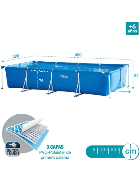 Piscina desmontável retangular Small Frame 450x220x84 cm 5 acessórios