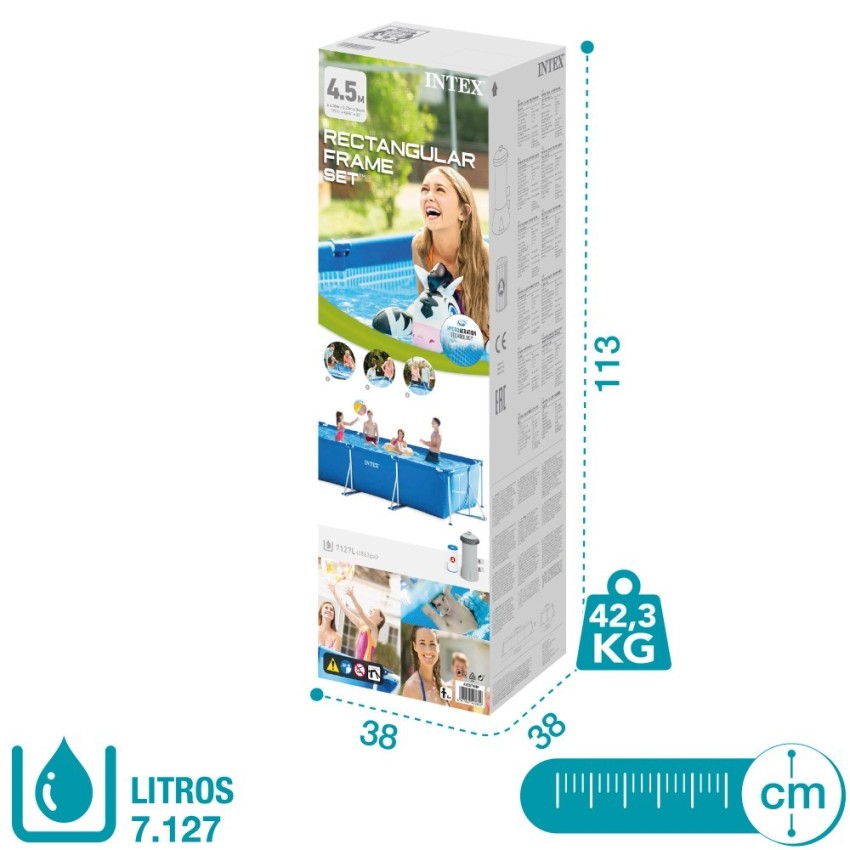 Piscina desmontável retangular Small Frame 450x220x84 cm 5 acessórios