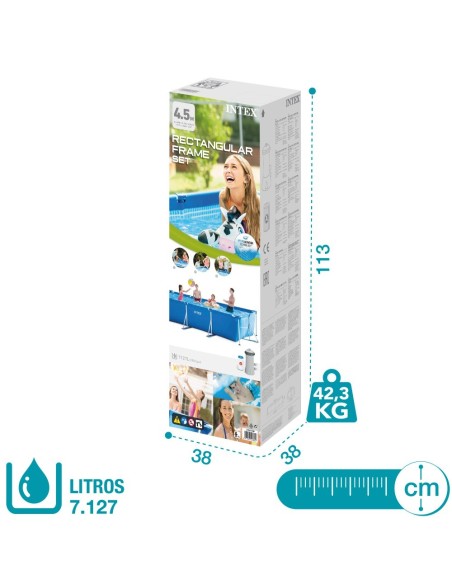 Piscina desmontável retangular Small Frame 450x220x84 cm 5 acessórios
