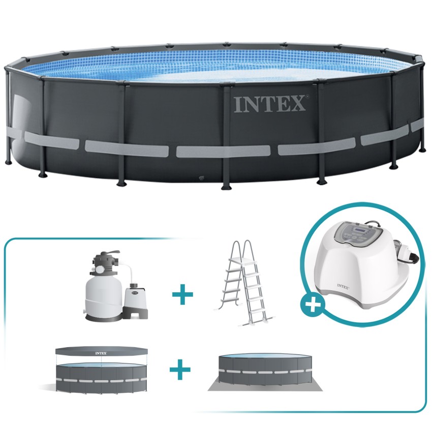 Pack Ultra XTR Frame 488x122 cm piscina redonda com 5 acessórios| INTEX