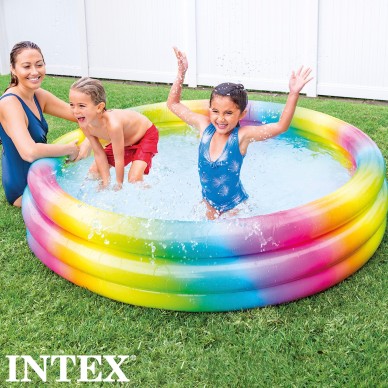 Piscina Insuflável Intex de 3 aros e círculos coloridos| Medidas: 168x38 cm, capacidade 581 litros 2