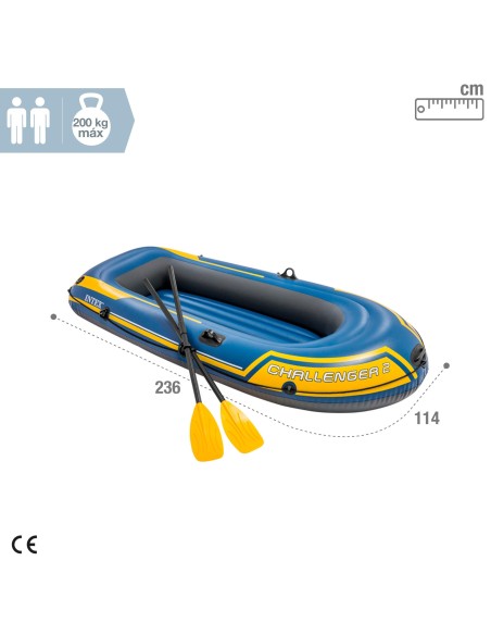 Barco Insufável Challenger 2  | Medidas: 236x114x41 cm | Com remos e bomba de encher