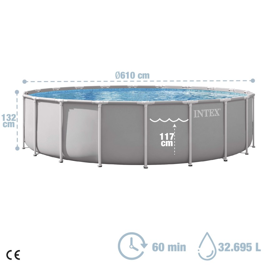 Piscina desmontável D610x132 cm sistema de filtro de cartucho | INTEX