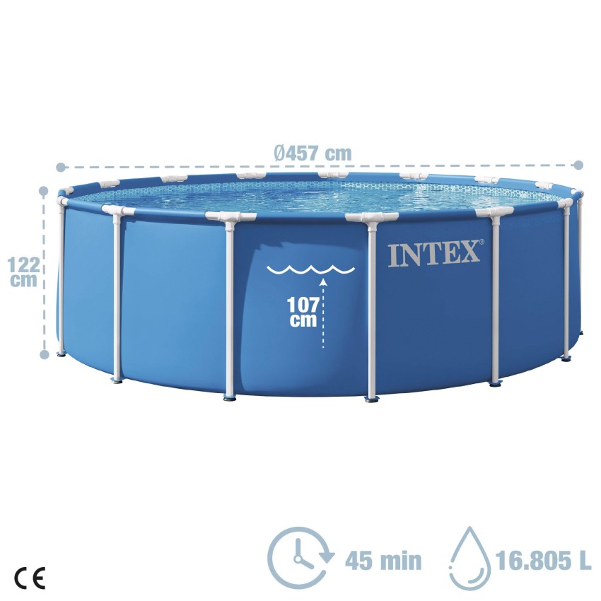 Piscina desmontável D457x122 cm sistema de filtro de cartucho | INTEX