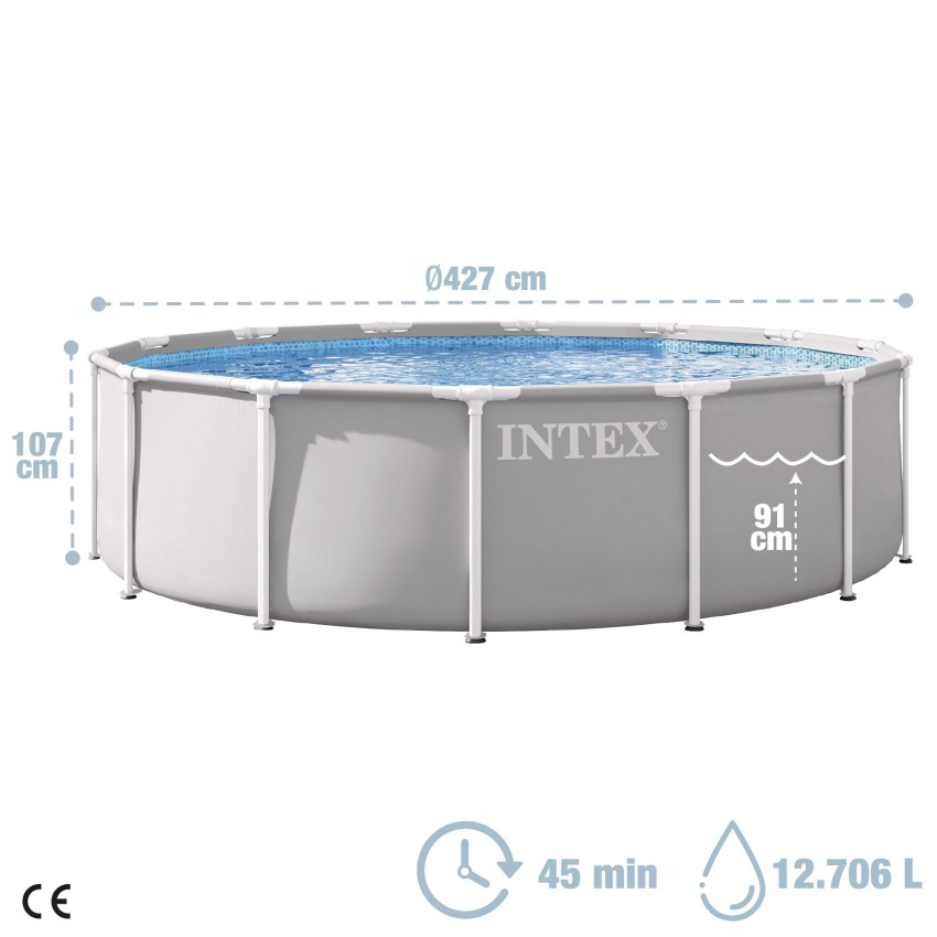 Piscina desmontável D427x107 cm sistema de filtro de cartucho | INTEX