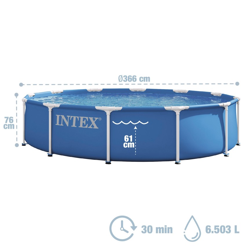 Piscina redonda amovível D366x76 cm Metal Frame | INTEX