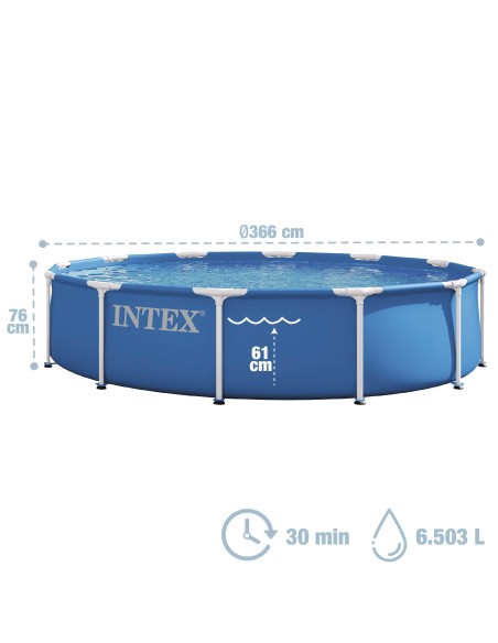 Piscina redonda amovível D366x76 cm Metal Frame | INTEX