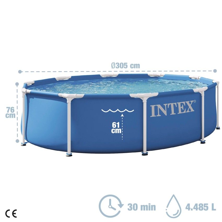 Piscina circular amovível Metal Frame D305x76 cm | INTEX