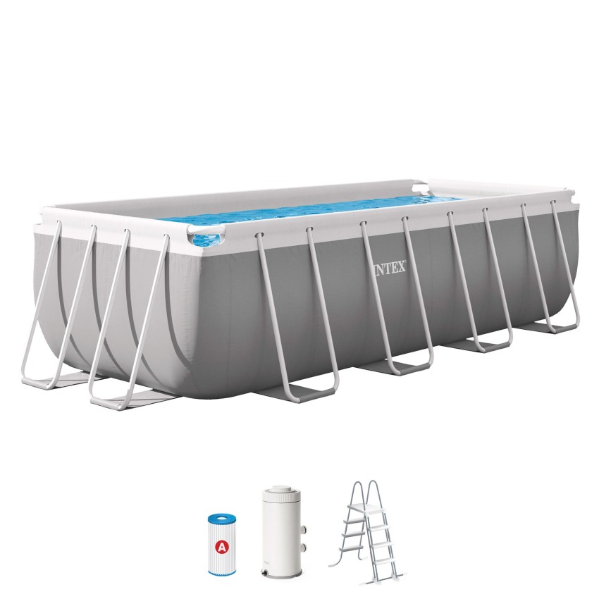 Pack Piscina desmontável retangular Prism Frame de 4 metros com 5 acessórios
