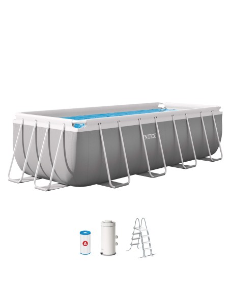 Pack Piscina desmontável retangular Prism Frame de 4 metros com 5 acessórios