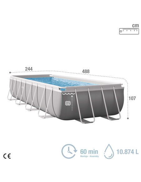 Pack de piscina desmontável retangular Prism Frame de 5 metros com 7 acessórios