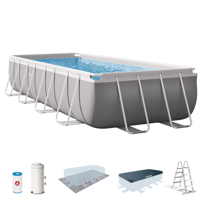 Pack de piscina desmontável retangular Prism Frame de 5 metros com 7 acessórios