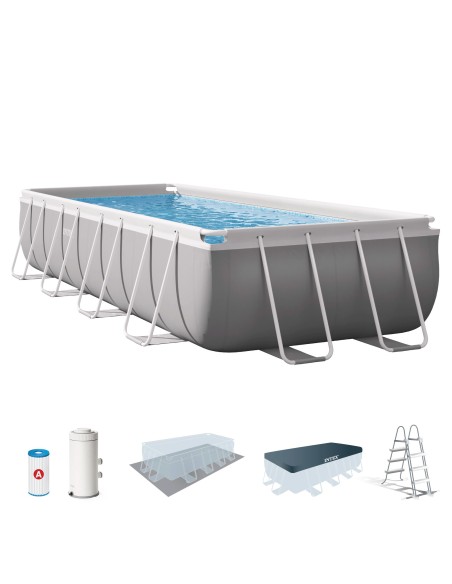 Pack de piscina desmontável retangular Prism Frame de 5 metros com 7 acessórios