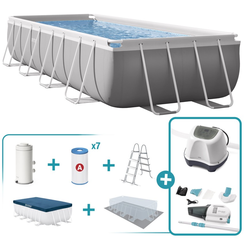 Pack de piscina desmontável retangular Prism Frame de 5 metros com 7 acessórios