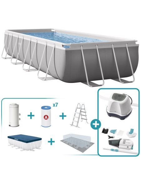 Pack de piscina desmontável retangular Prism Frame de 5 metros com 7 acessórios