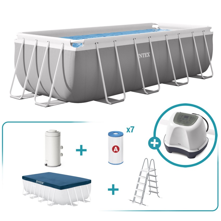 Pack Piscina desmontável retangular Prism Frame de 4 metros com 5 acessórios