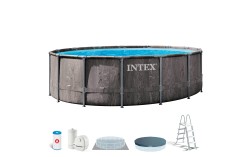 INTEX Piscina removível Prism Frame Greywood de 5,5 metros + purificador