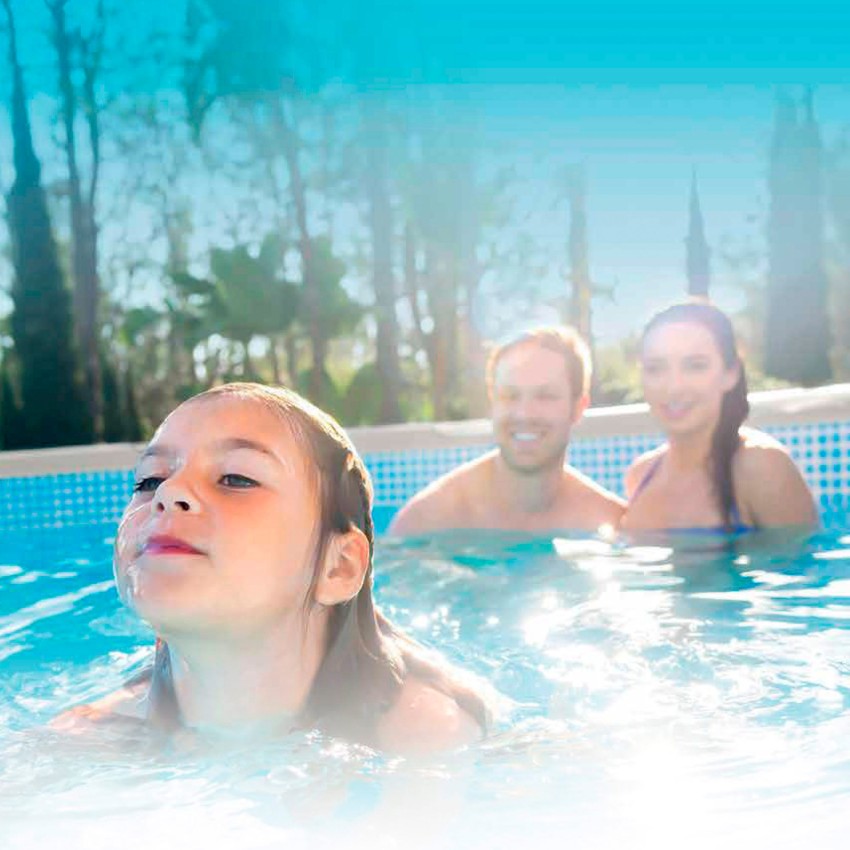 Piscina redonda desmontável 549 cm Design em madeira INTEX | Intex.pt