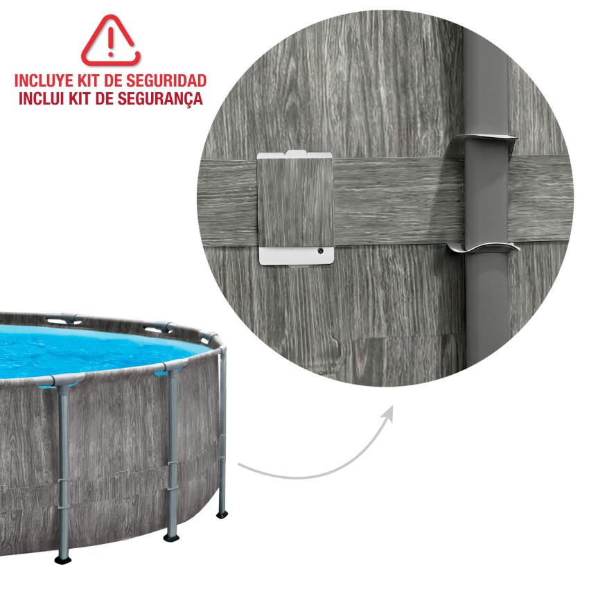 Piscina redonda desmontável 549 cm Design em madeira INTEX | Intex.pt