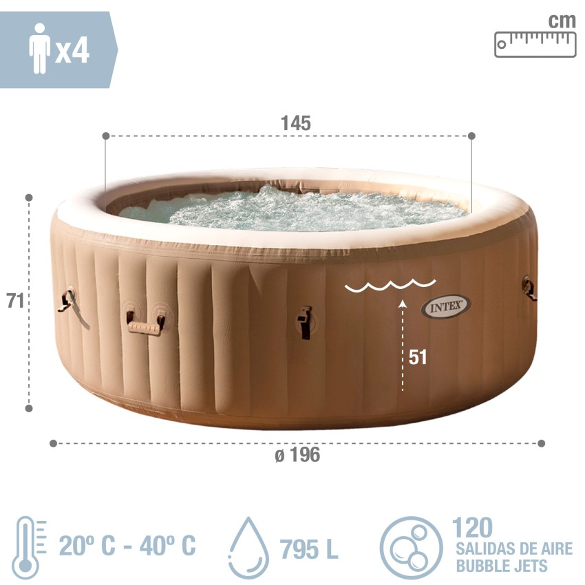 Spas INTEX - Spa inflável Bubbles bege 4 lugares | Intex.pt