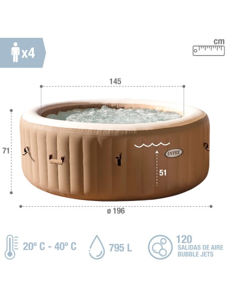 Spas INTEX - Spa inflável Bubbles bege 4 lugares | Intex.pt