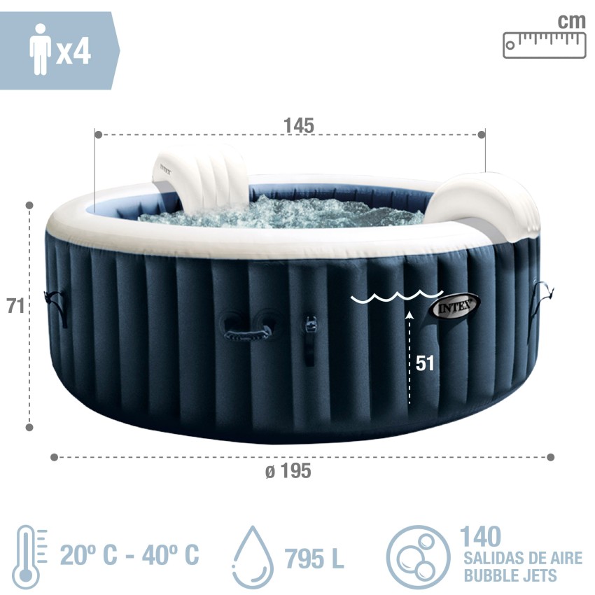 Spas infláveis para 4 pessoas - Spa Bubble Plus | Intex.pt
