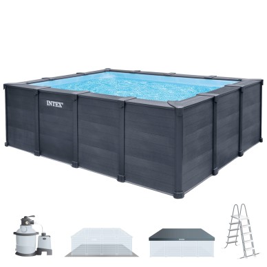 Piscina retangular com painéis Graphyte e filtro areia | Intex.pt