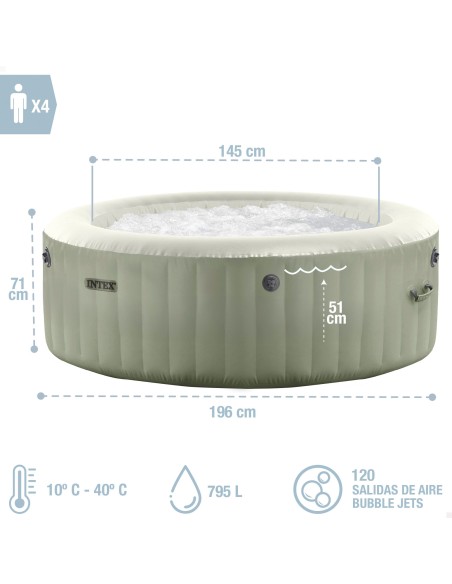 Spa inflável PureSpa Bubbles Verde Oliva para 4 pessoas | INTEX