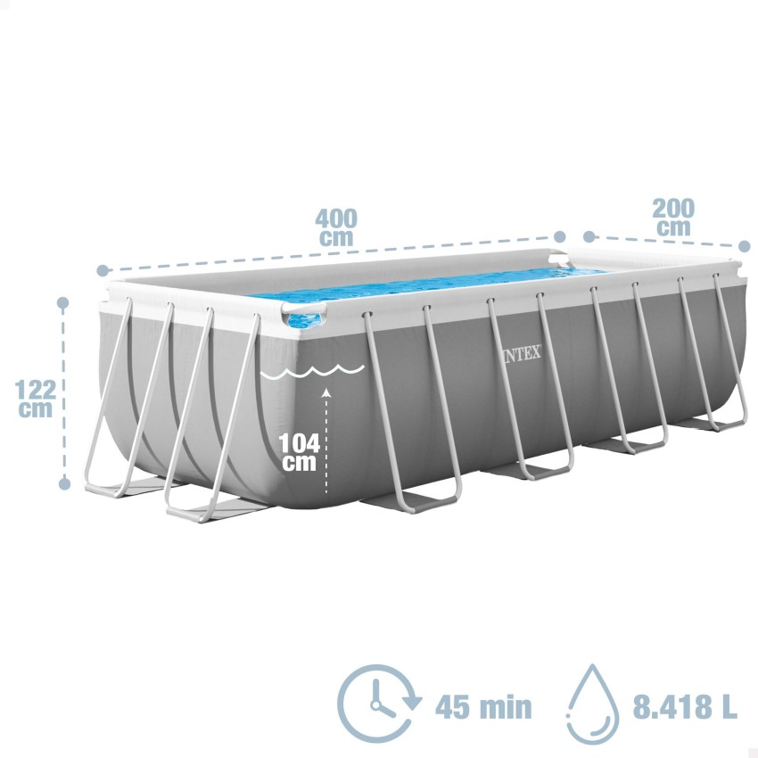 Piscina retangular removível 400x200x122 cm | INTEX