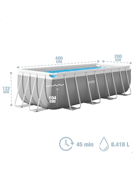 Piscina retangular removível 400x200x122 cm | INTEX